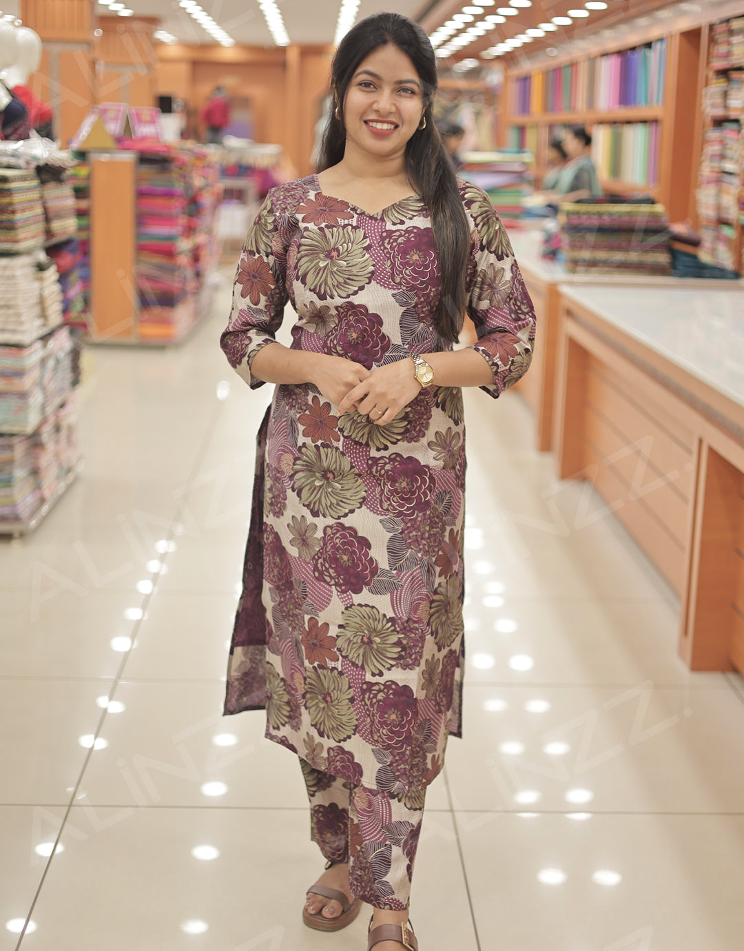 Women's Floral Design Slitted Co-ord Set – R448