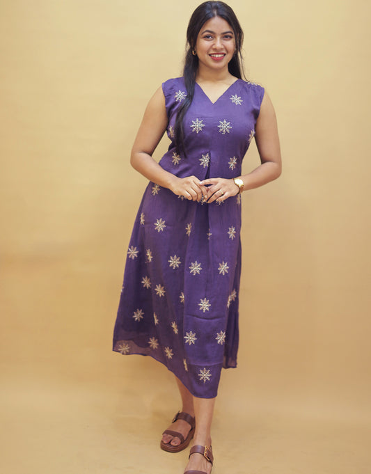 Women's Vichitra Silk handwork Kurti - R557
