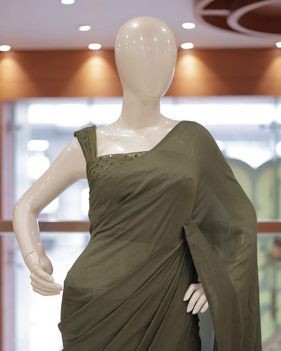 Diwali Special Vichitra Plain Saree with Embroidery Blouse -D17