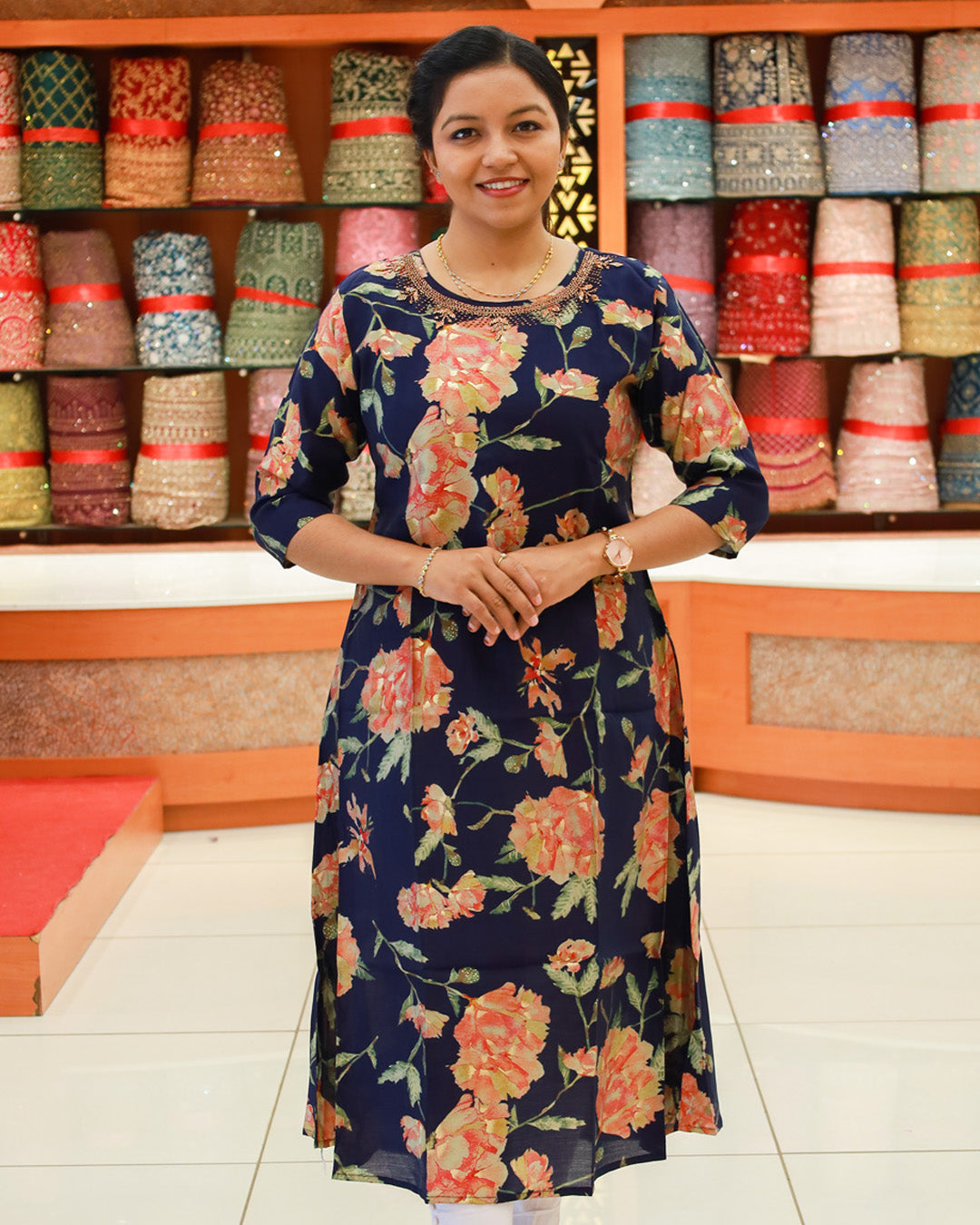 Women's Floral Aline Kurti - 1200