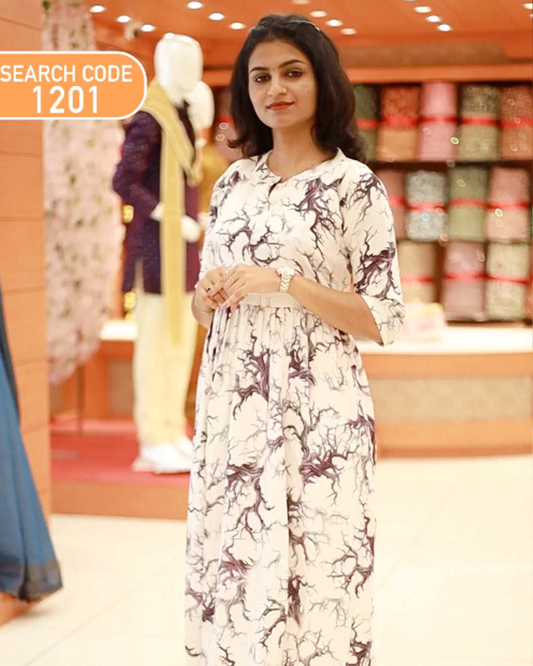 Women's Crushed Printed Kurti - 1201