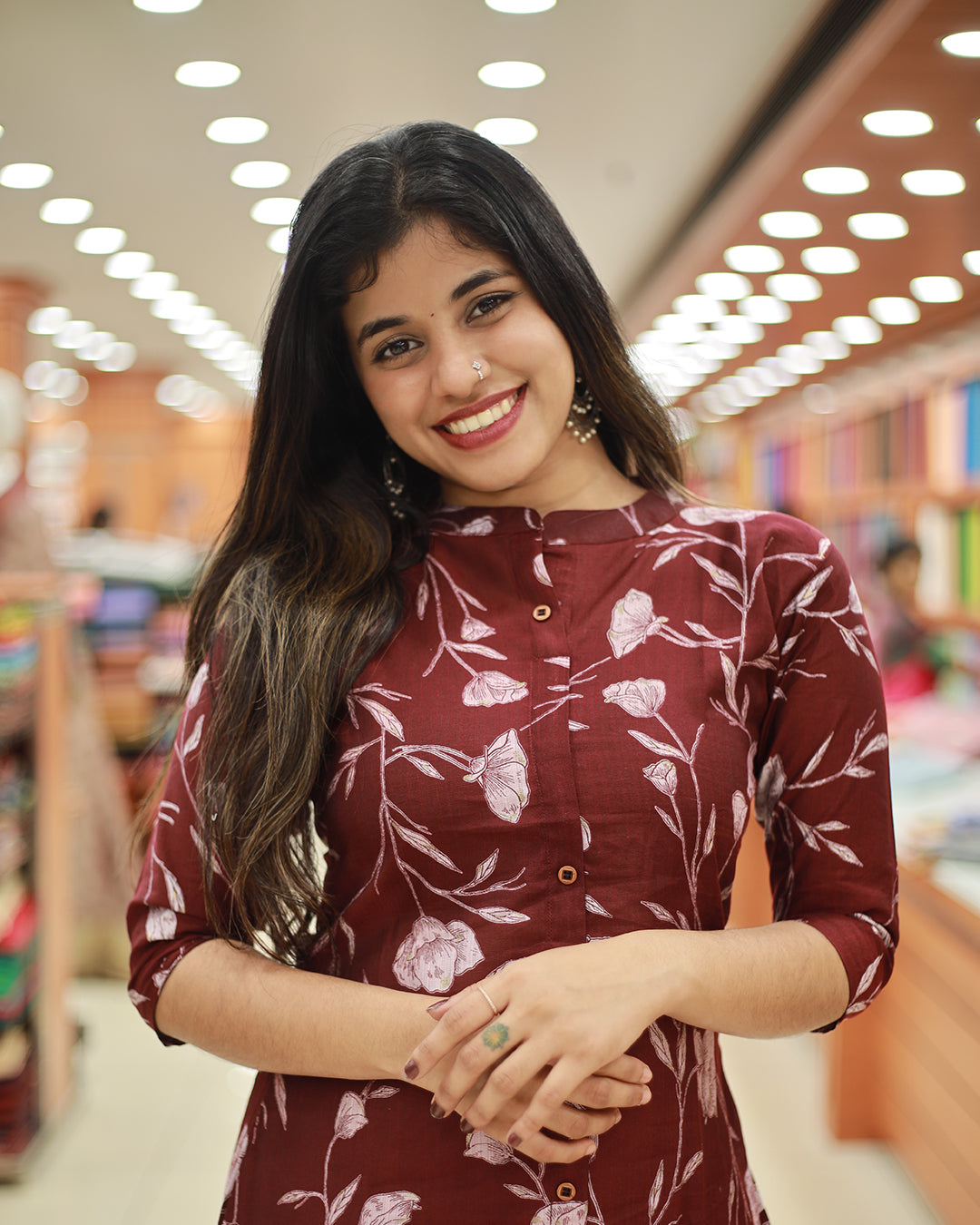 Women's Floral Print Aline Kurti- 1315