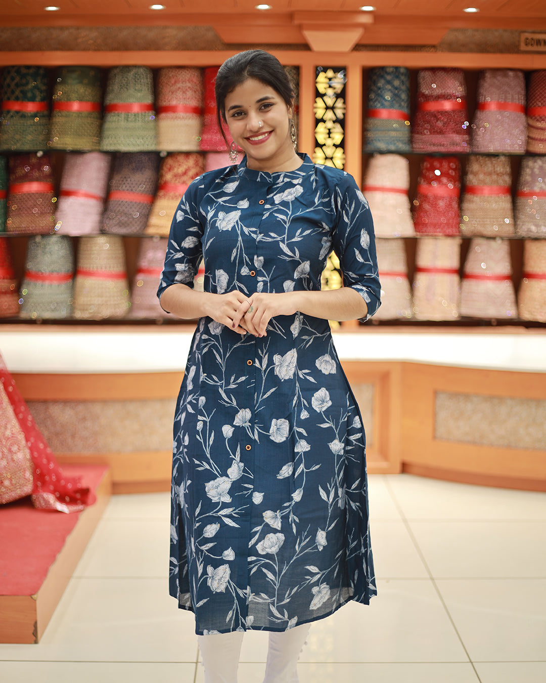Women's Floral Print Aline Kurti- 1315