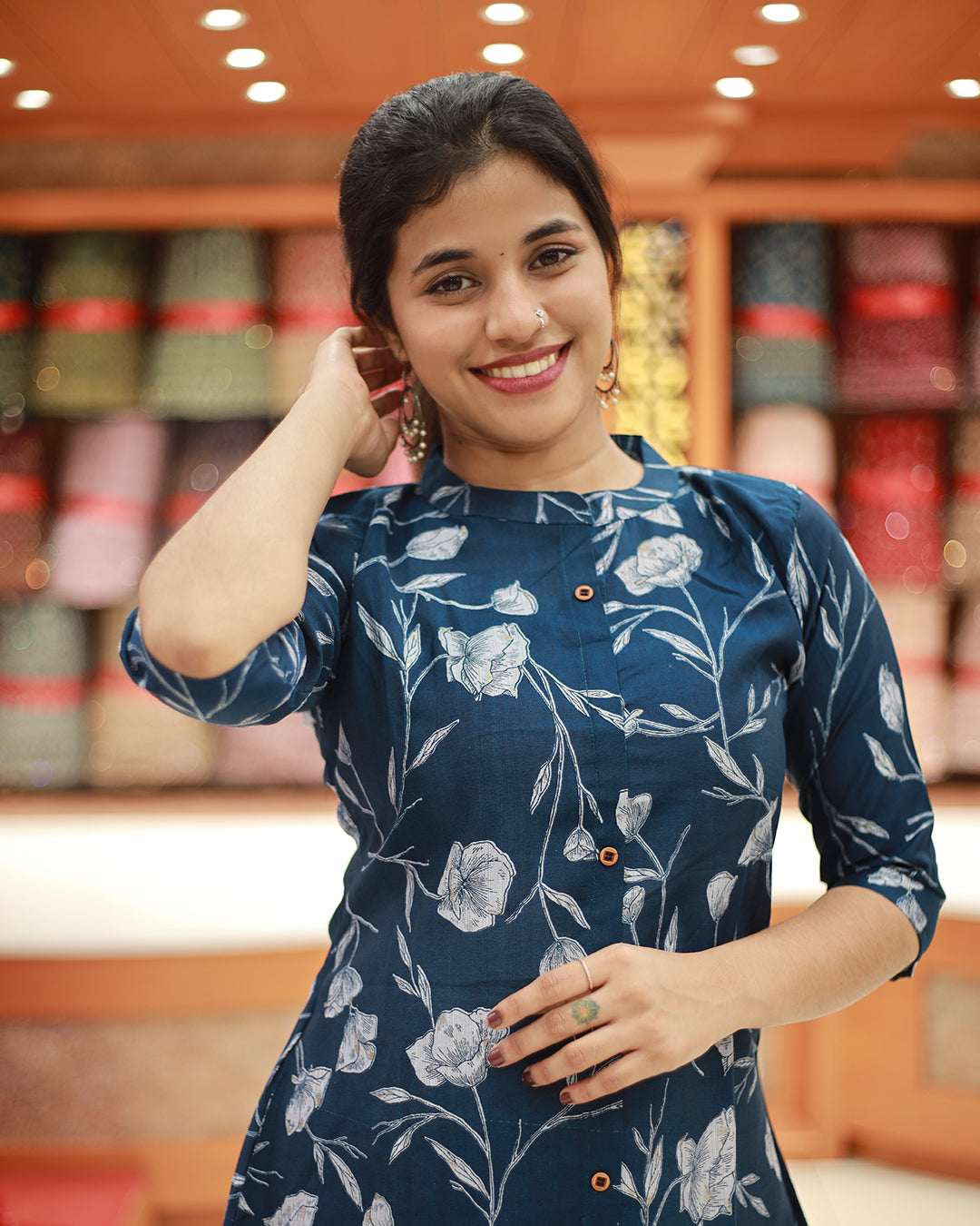 Women's Floral Print Aline Kurti- 1315