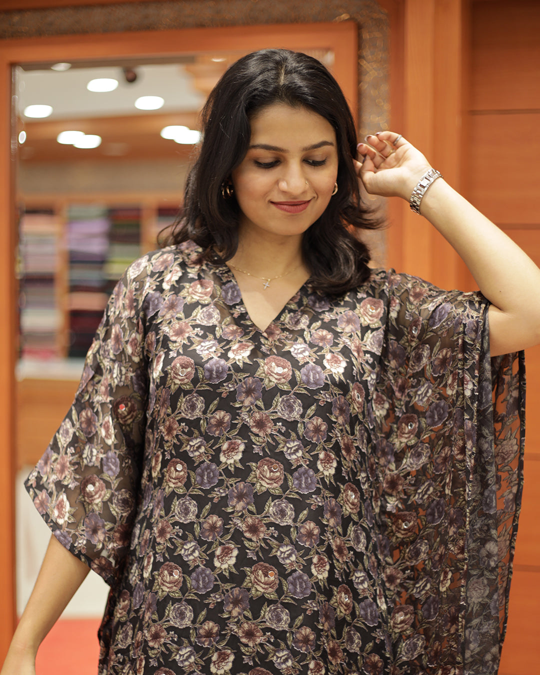 Women's Floral Caftan Kurthi - 1299