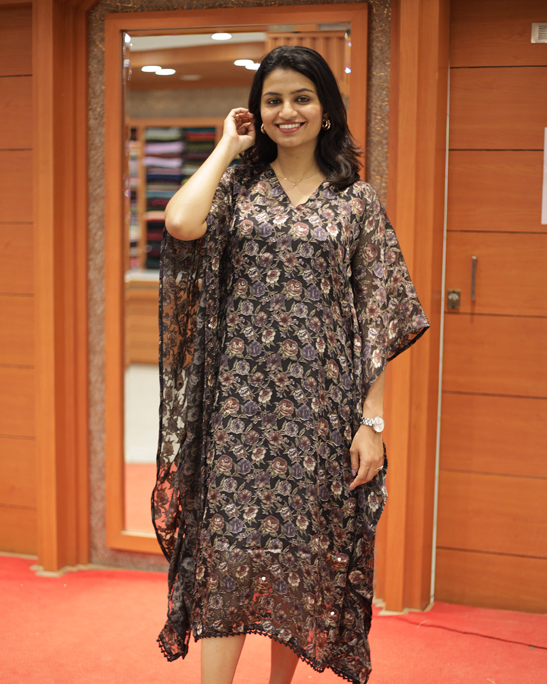 Women's Floral Caftan Kurthi - 1299