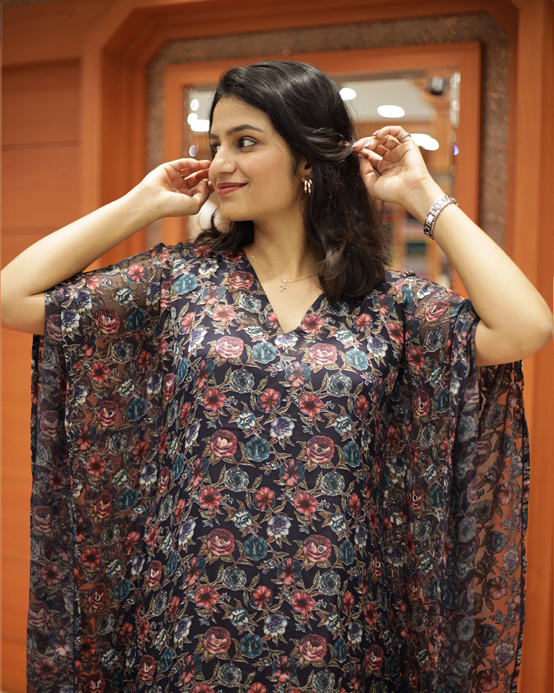Women's Floral Caftan Kurthi - 1299