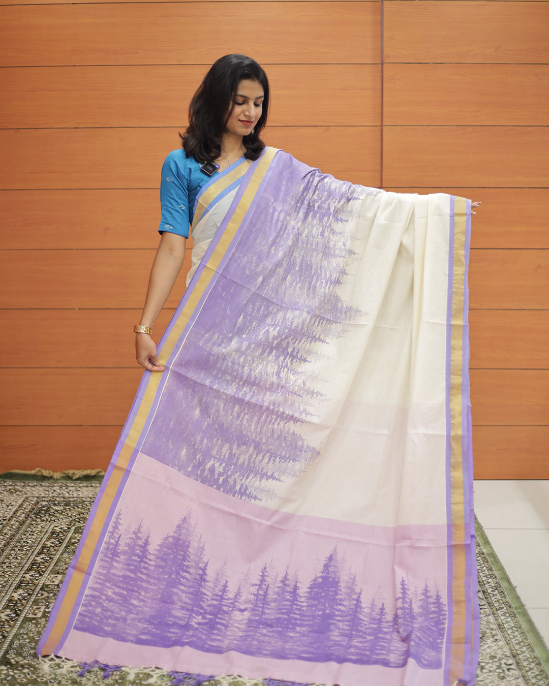 Kerala Set Saree in Tie and Die Design - 1310
