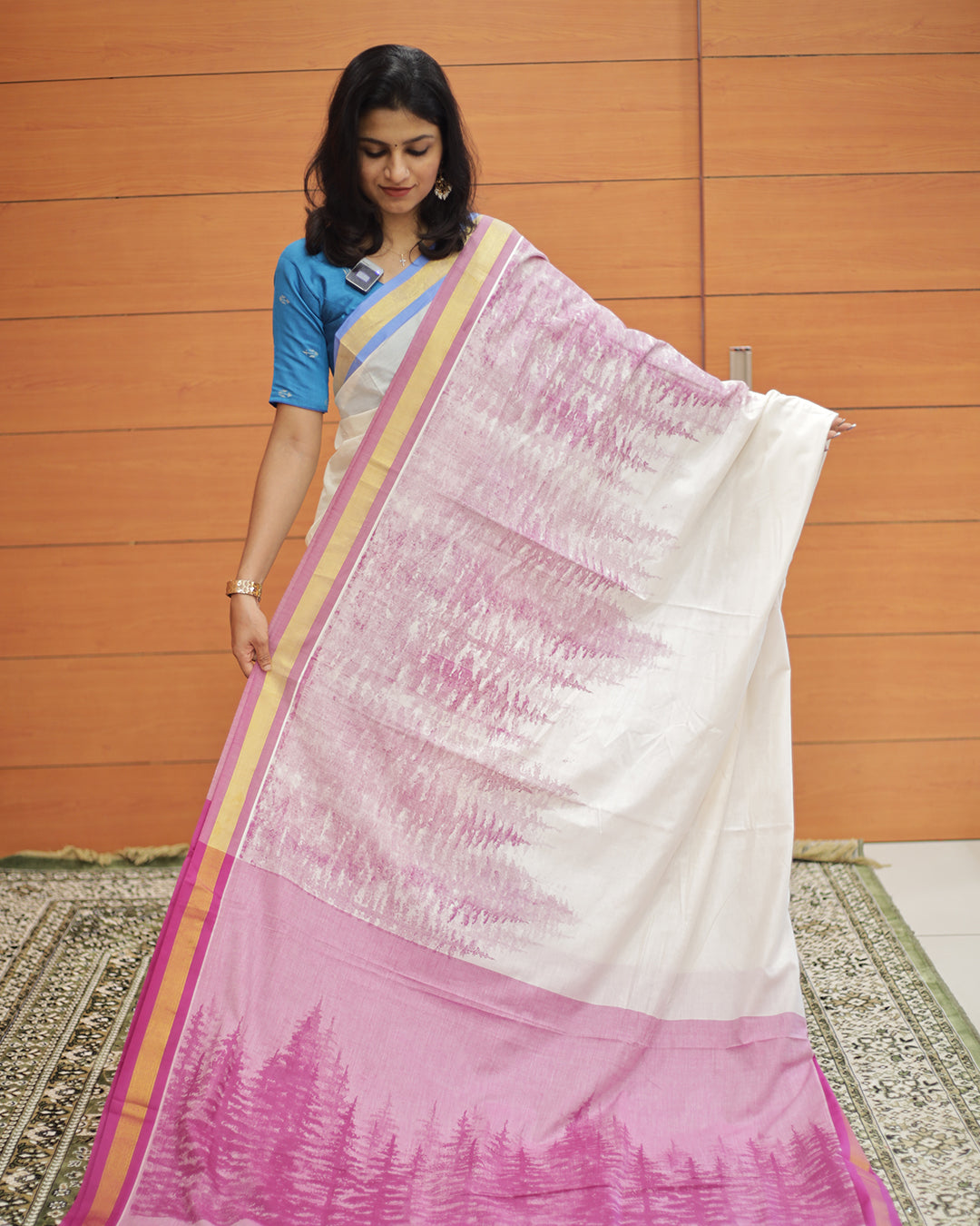 Kerala Set Saree in Tie and Die Design - 1310