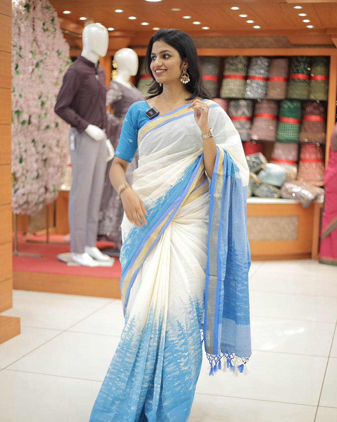 Kerala Set Saree in Tie and Die Design - 1310