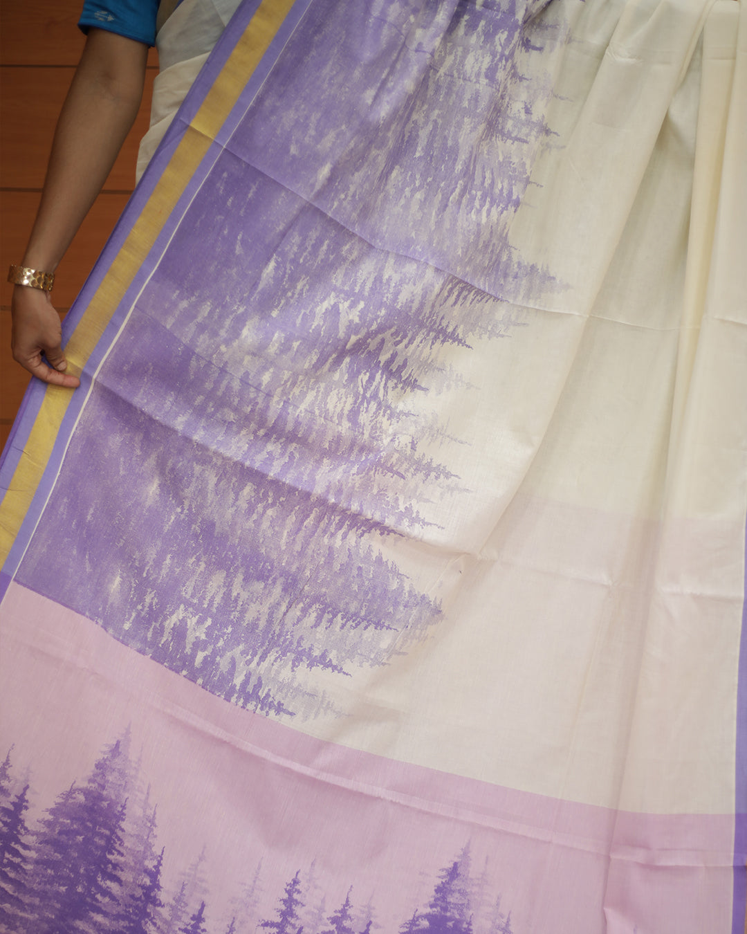 Kerala Set Saree in Tie and Die Design - 1310