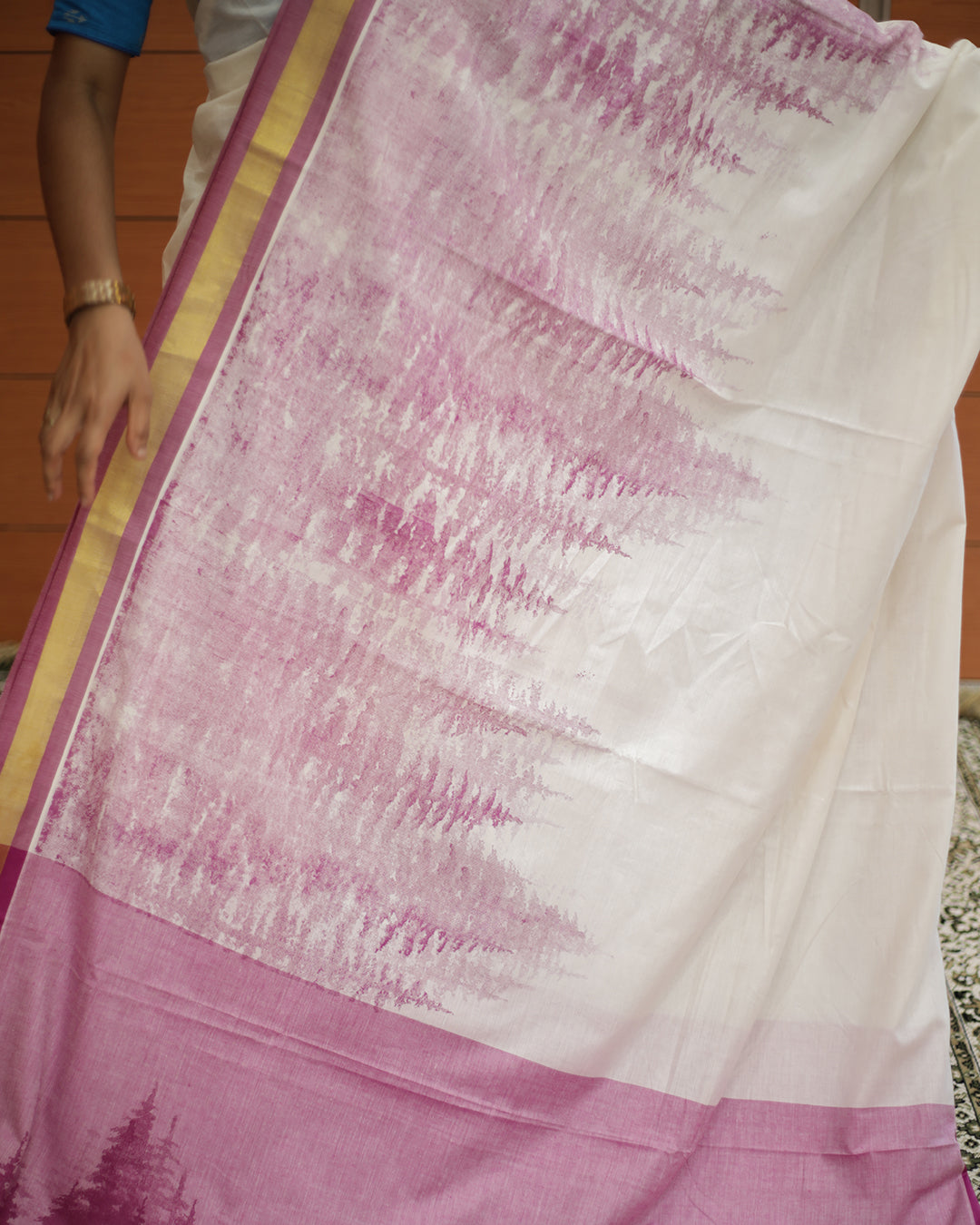 Kerala Set Saree in Tie and Die Design - 1310