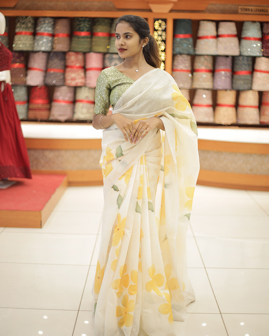 Onam Special Tissue Silk Saree with Floral Digital Print - 1313