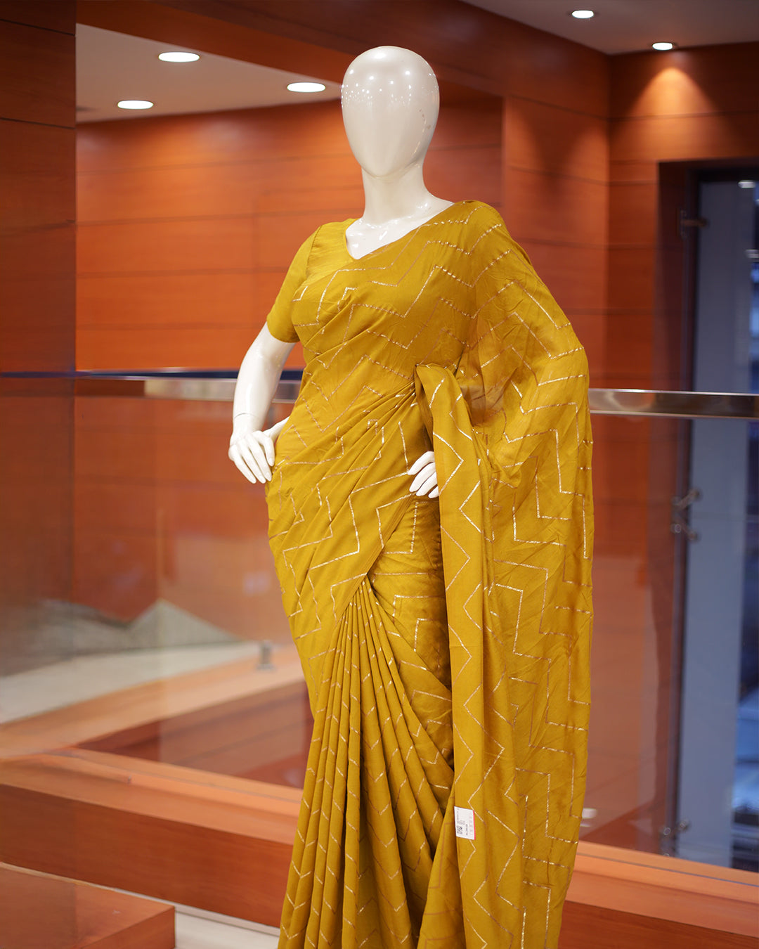 Vichitra Silk Sarees with Golden Stripes - 1384