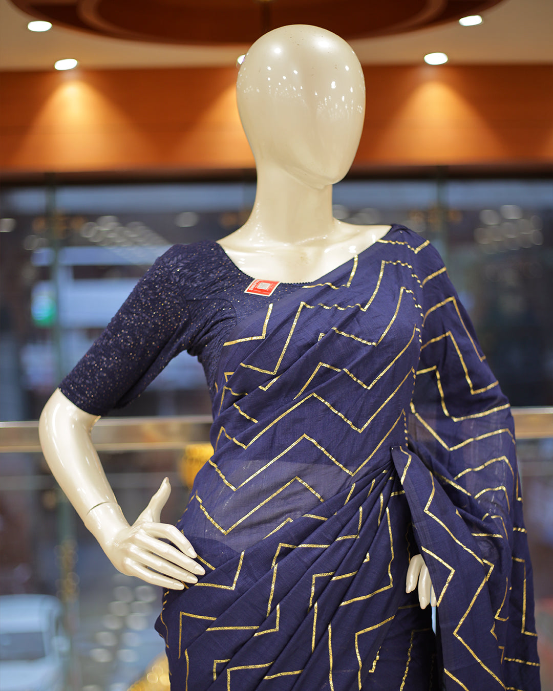 Vichitra Silk Sarees with Golden Stripes - 1384