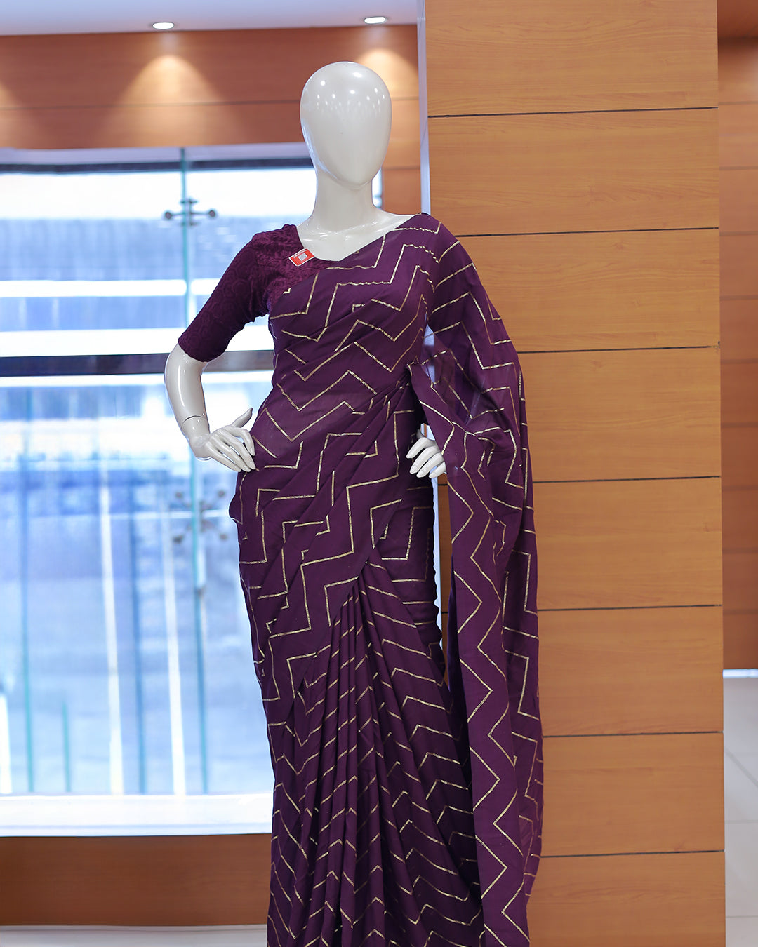 Vichitra Silk Sarees with Golden Stripes - 1384