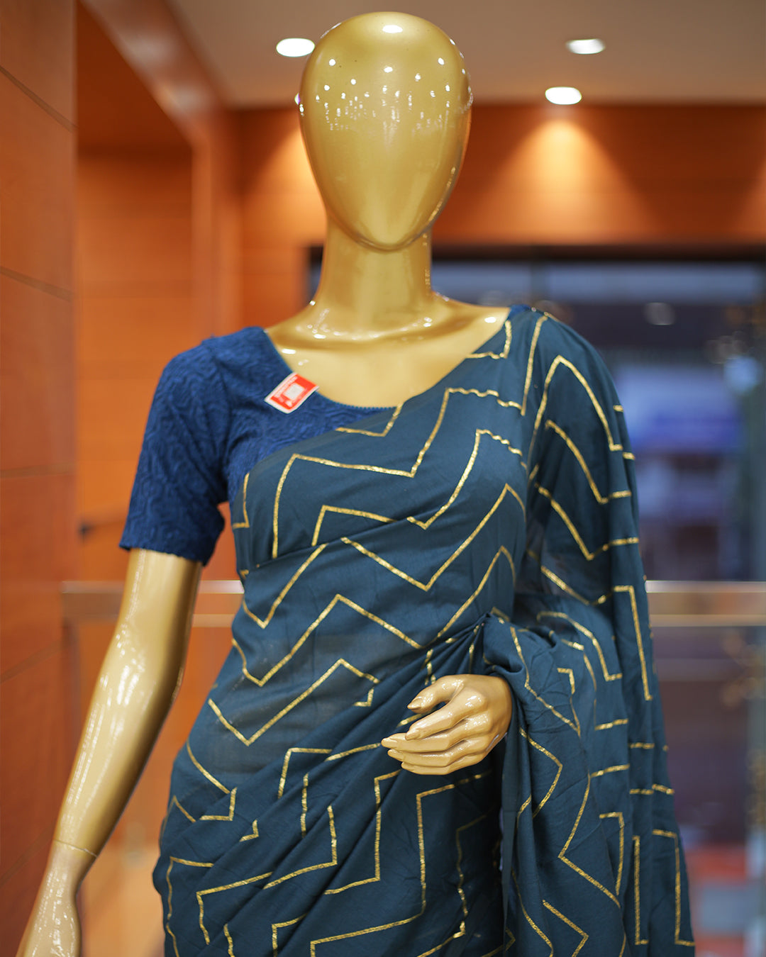 Vichitra Silk Sarees with Golden Stripes - 1384
