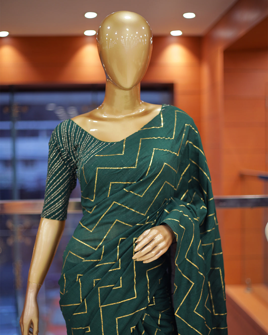 Vichitra Silk Sarees with Golden Stripes - 1384
