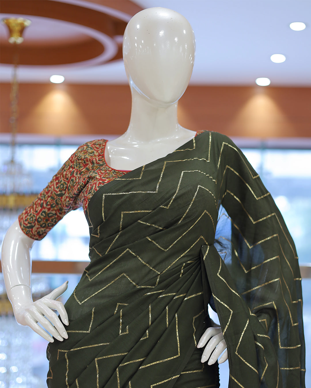 Vichitra Silk Sarees with Golden Stripes - 1384