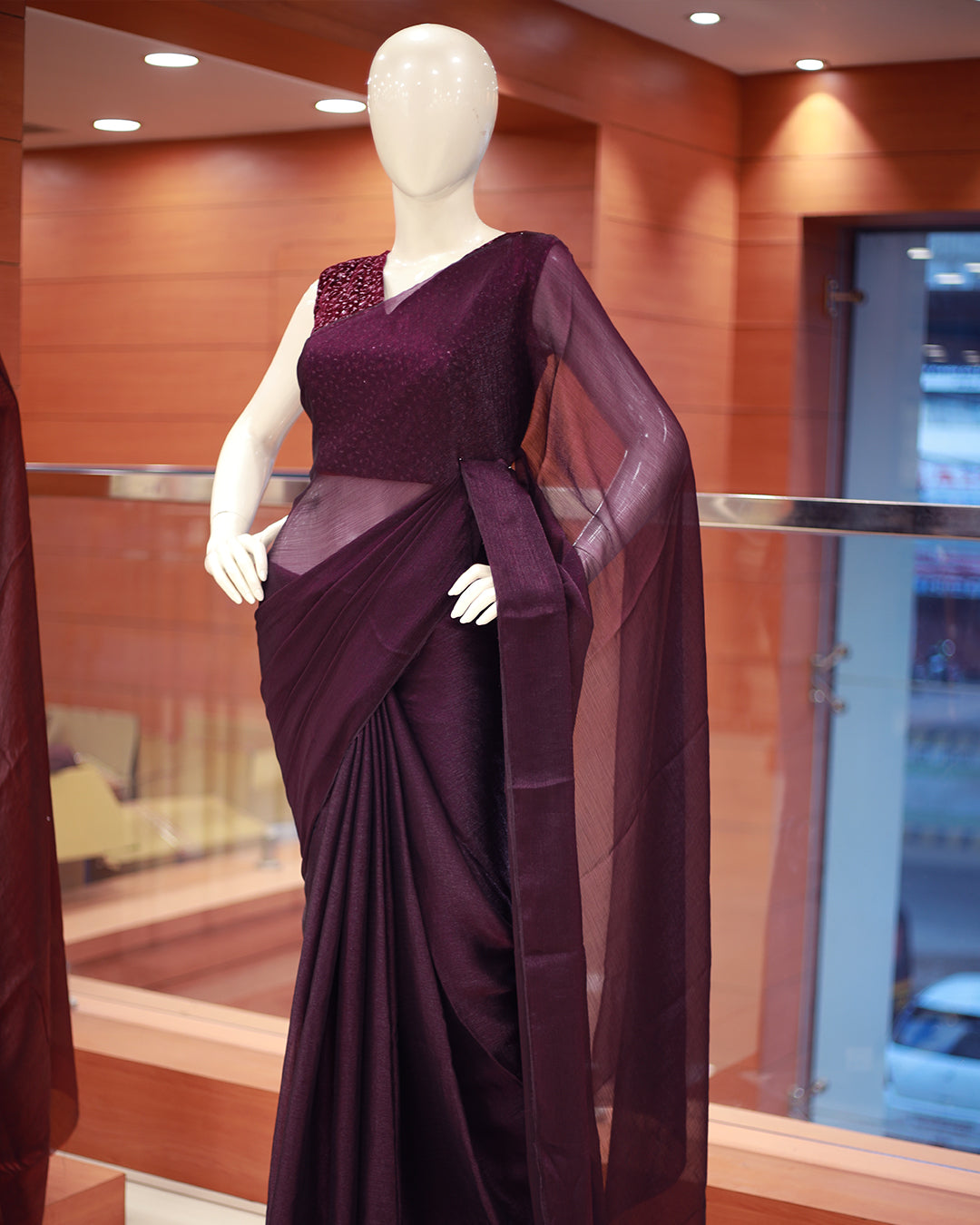 Velvet Organza Saree - 1388
