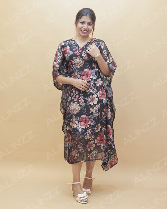 Women's Brasso Fabric Floral Design Kaftan – R554