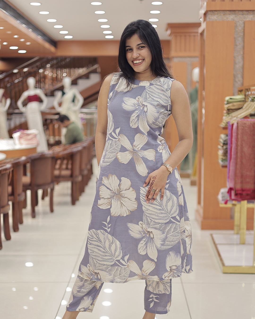 Sleeveless Floral Print Coordset for Women -