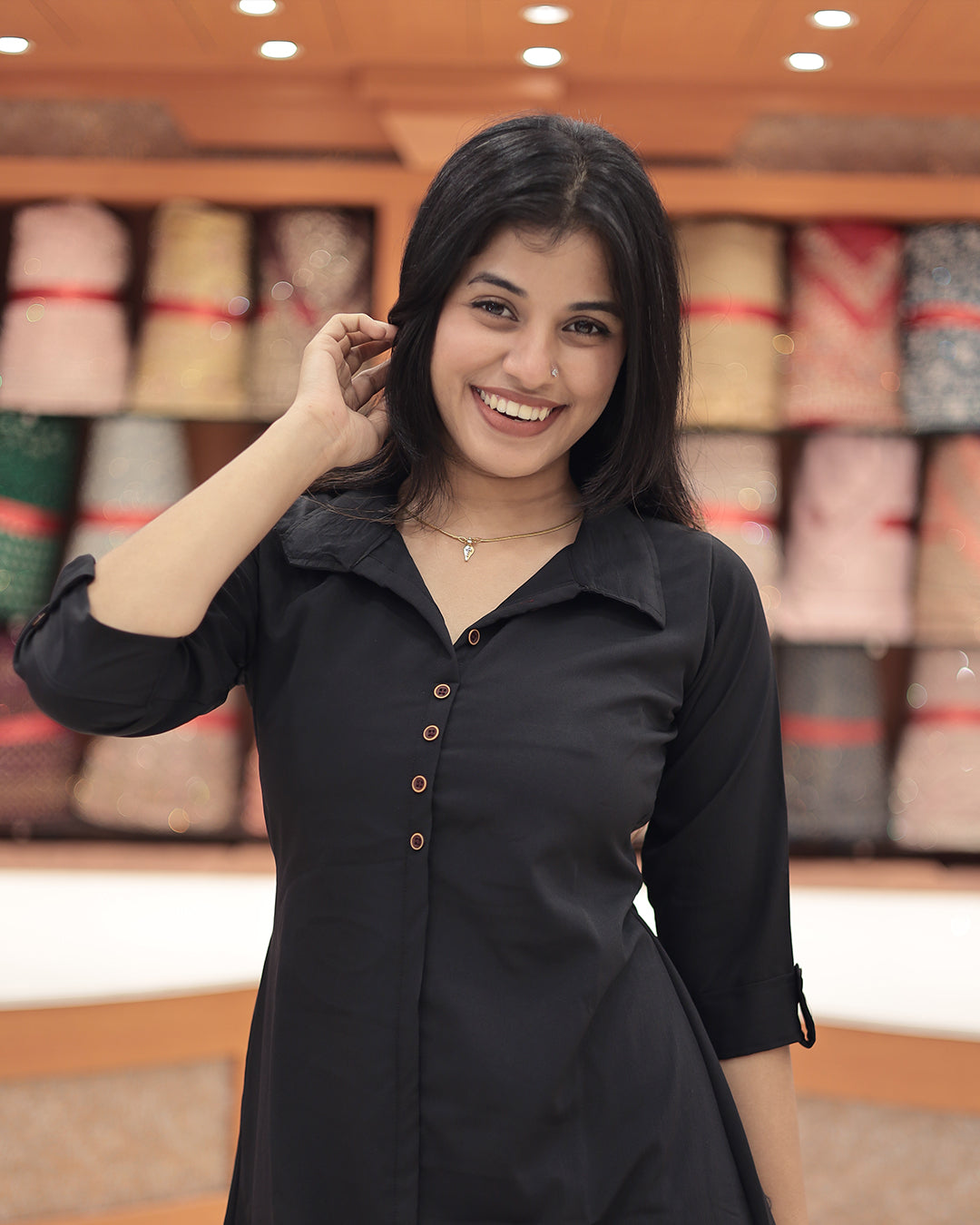 A-Line Kurti with Shirt Collar for Women -G396