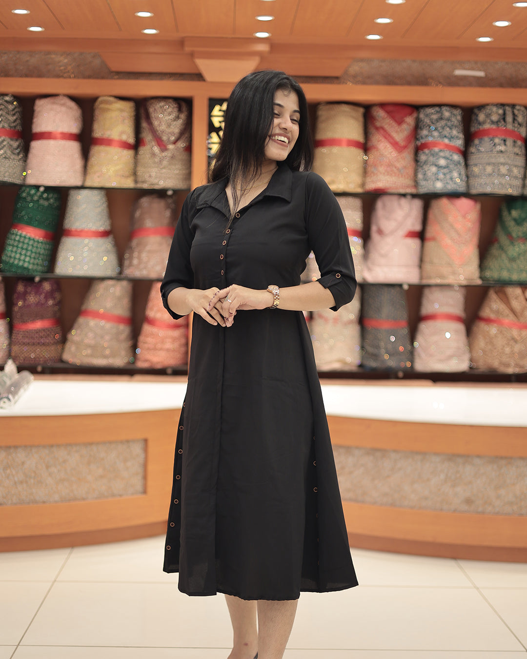 A-Line Kurti with Shirt Collar for Women -G396