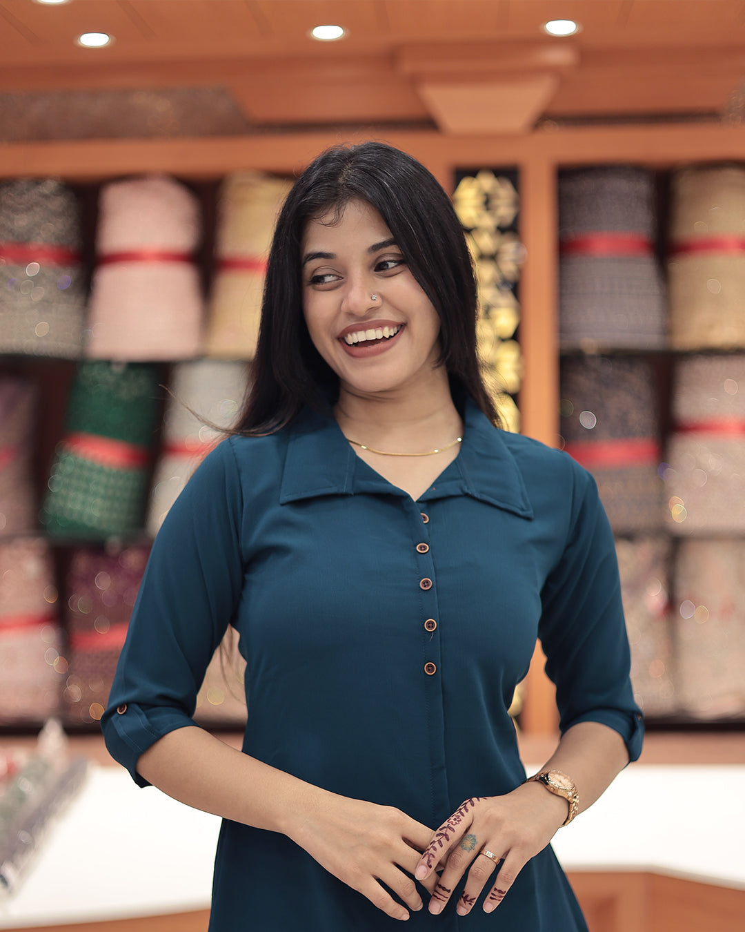 A-Line Kurti with Shirt Collar for Women -G396
