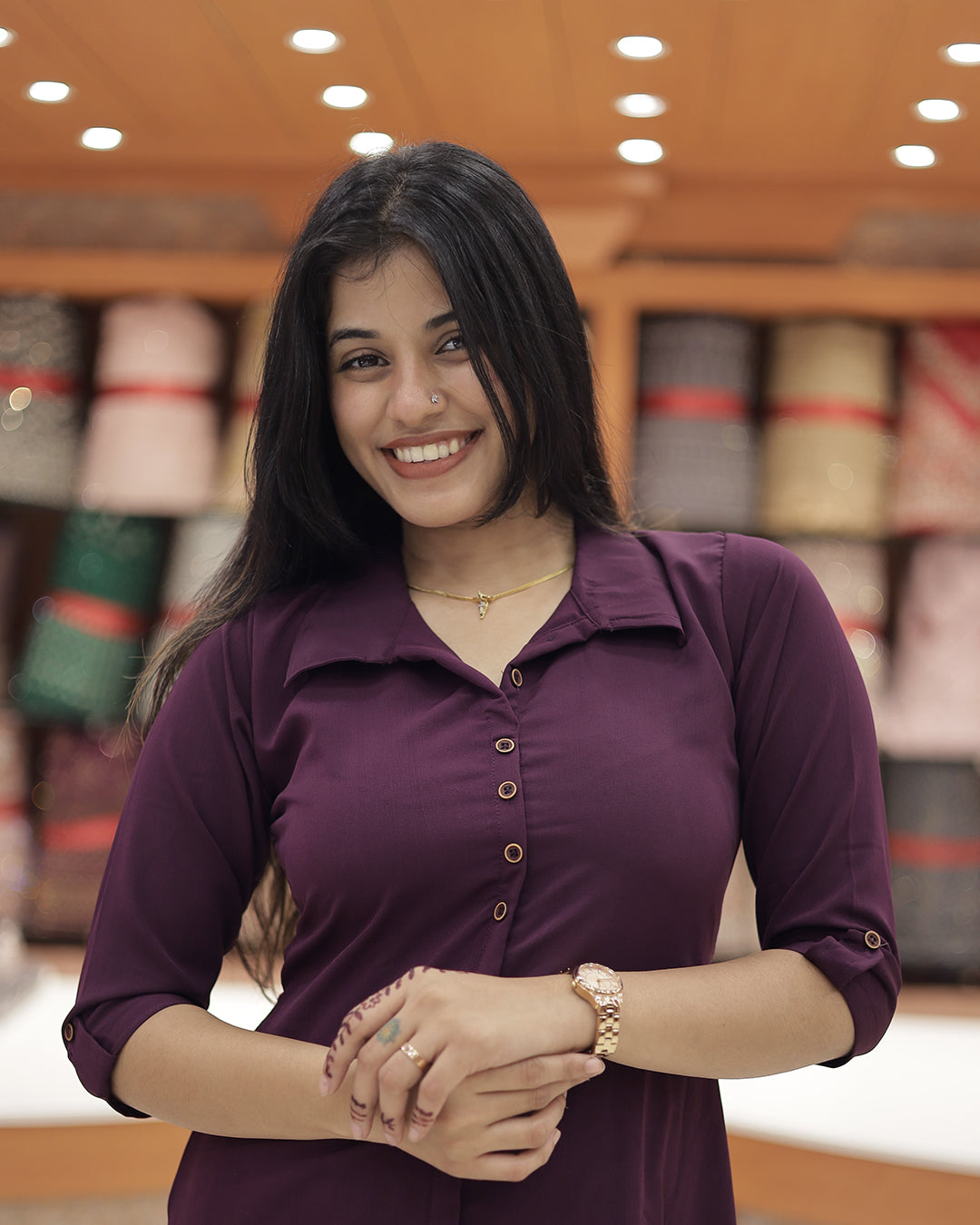 A-Line Kurti with Shirt Collar for Women -G396