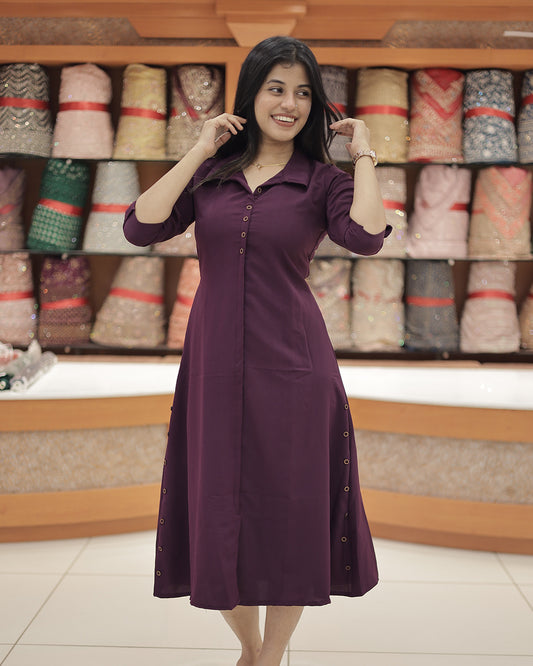 A-Line Kurti with Shirt Collar for Women  -G396
