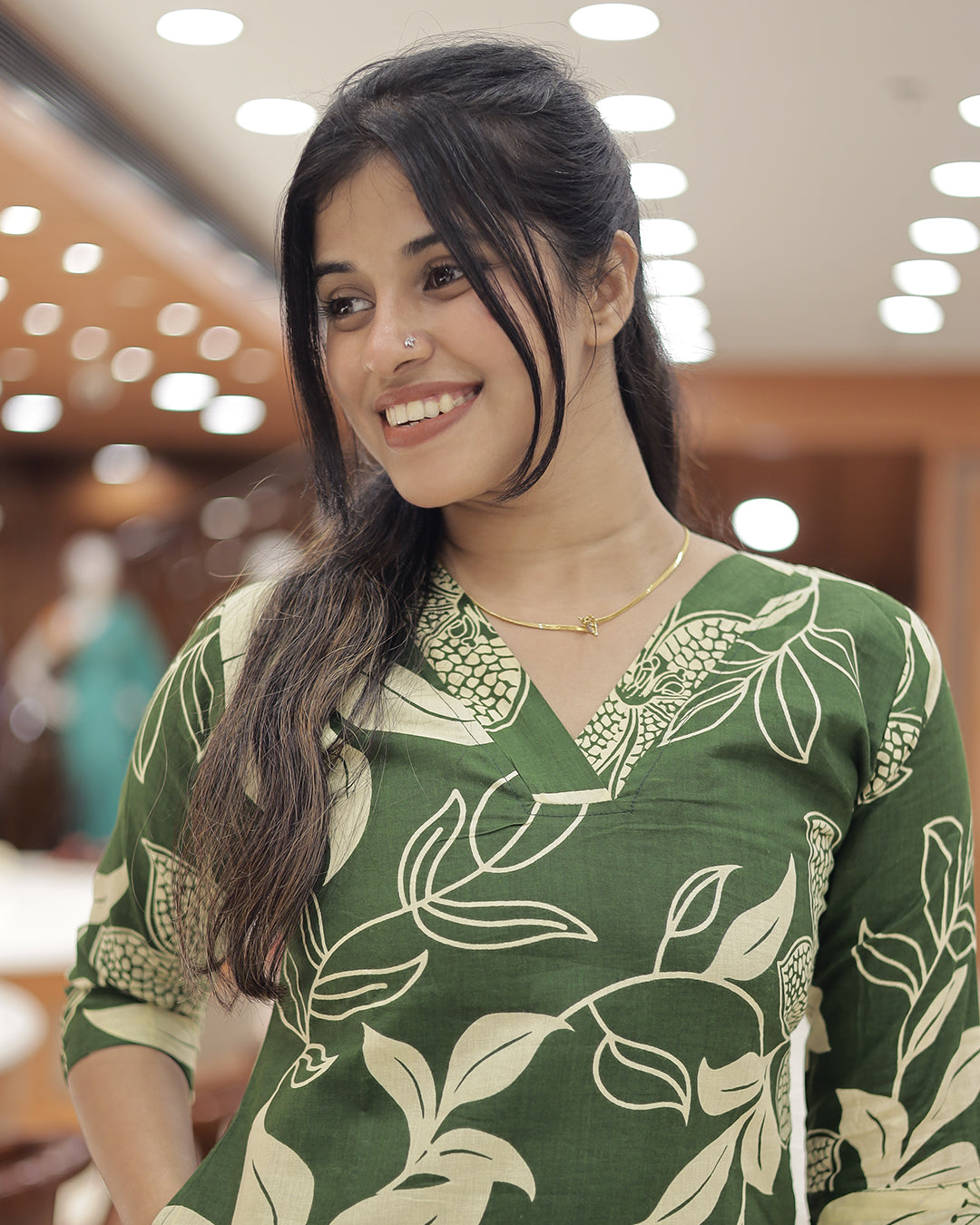 Floral Print Slitted Kurti for Women-