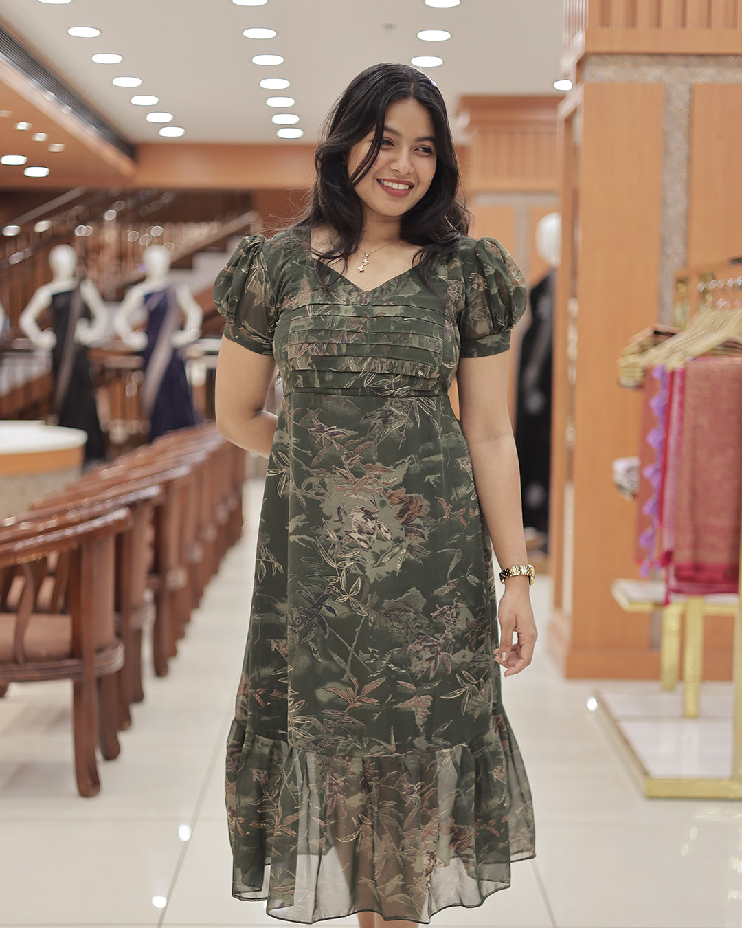 Women’s Georgette Frock with Front Cross Pleats -G383
