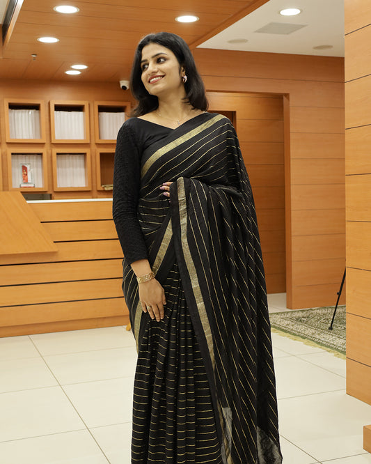 Vichitra Silk Sarees with Golden Stripes - G201