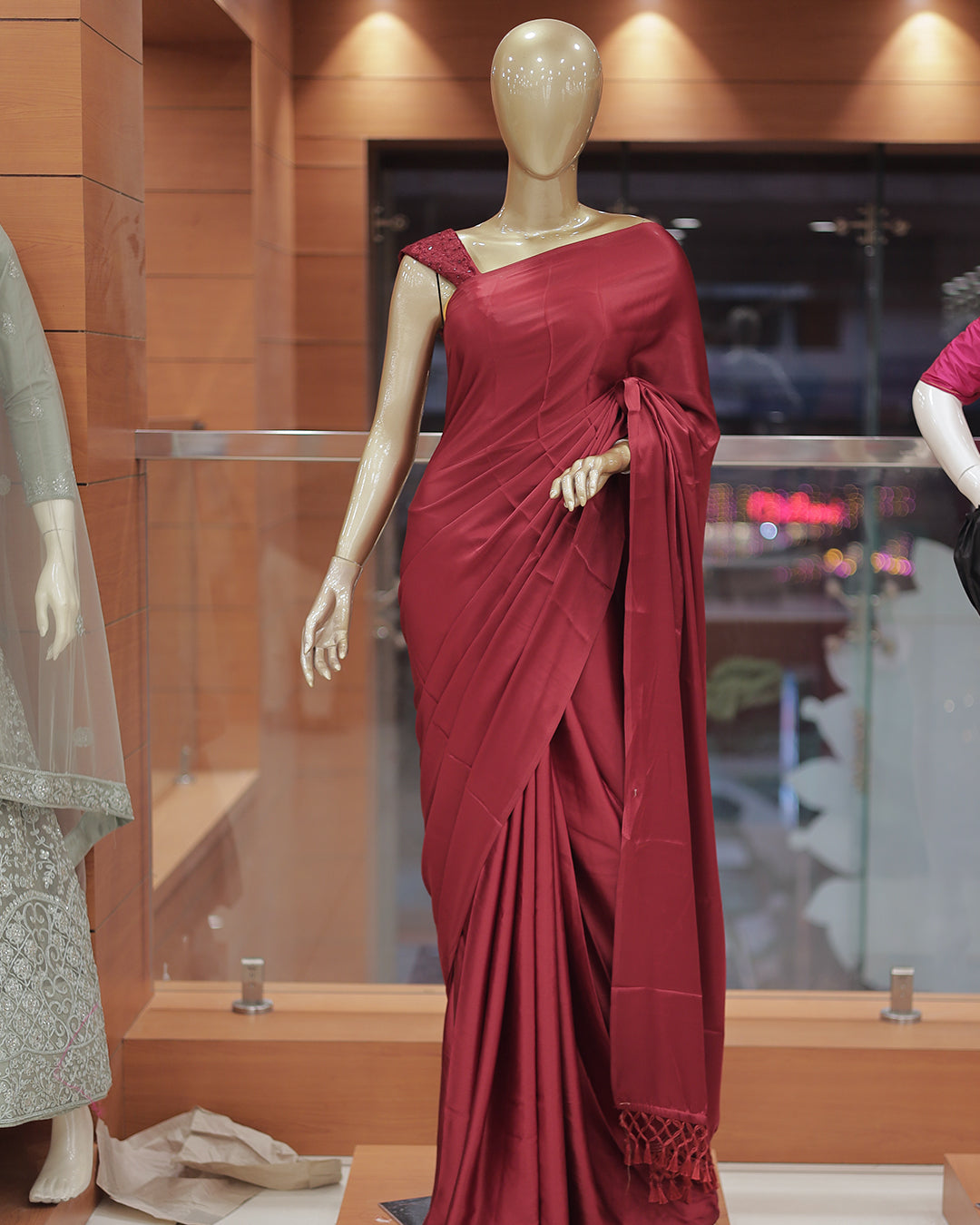 Diwali Special Plain Saree with Tone to tone Embroidery Blouse -D15
