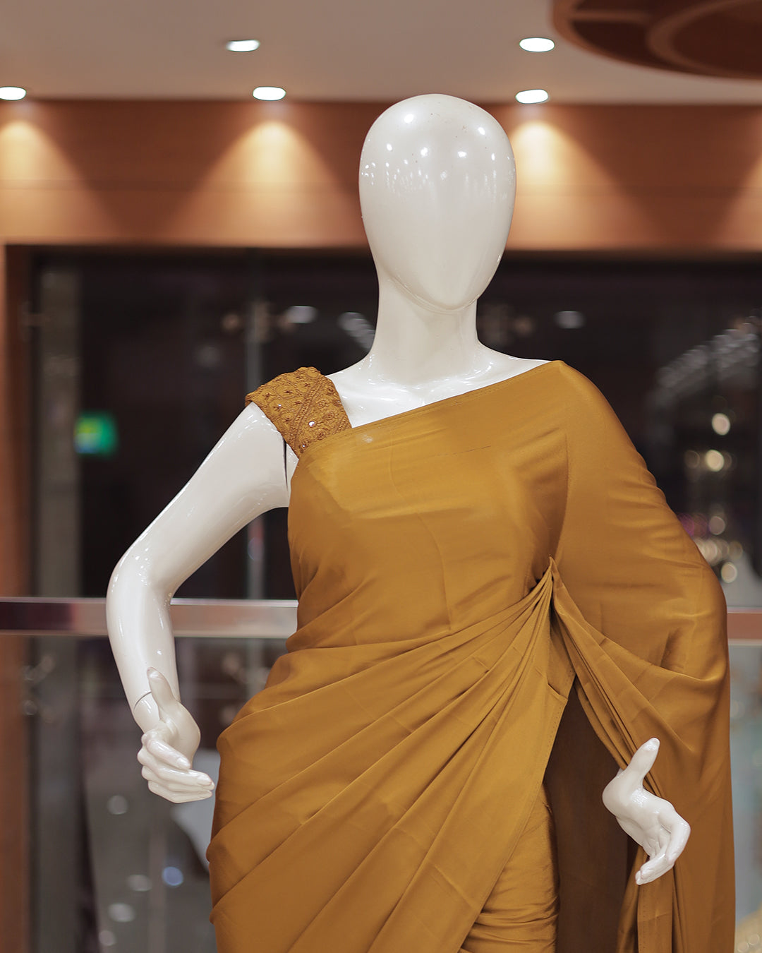 Diwali Special Plain Saree with Tone to tone Embroidery Blouse -D15