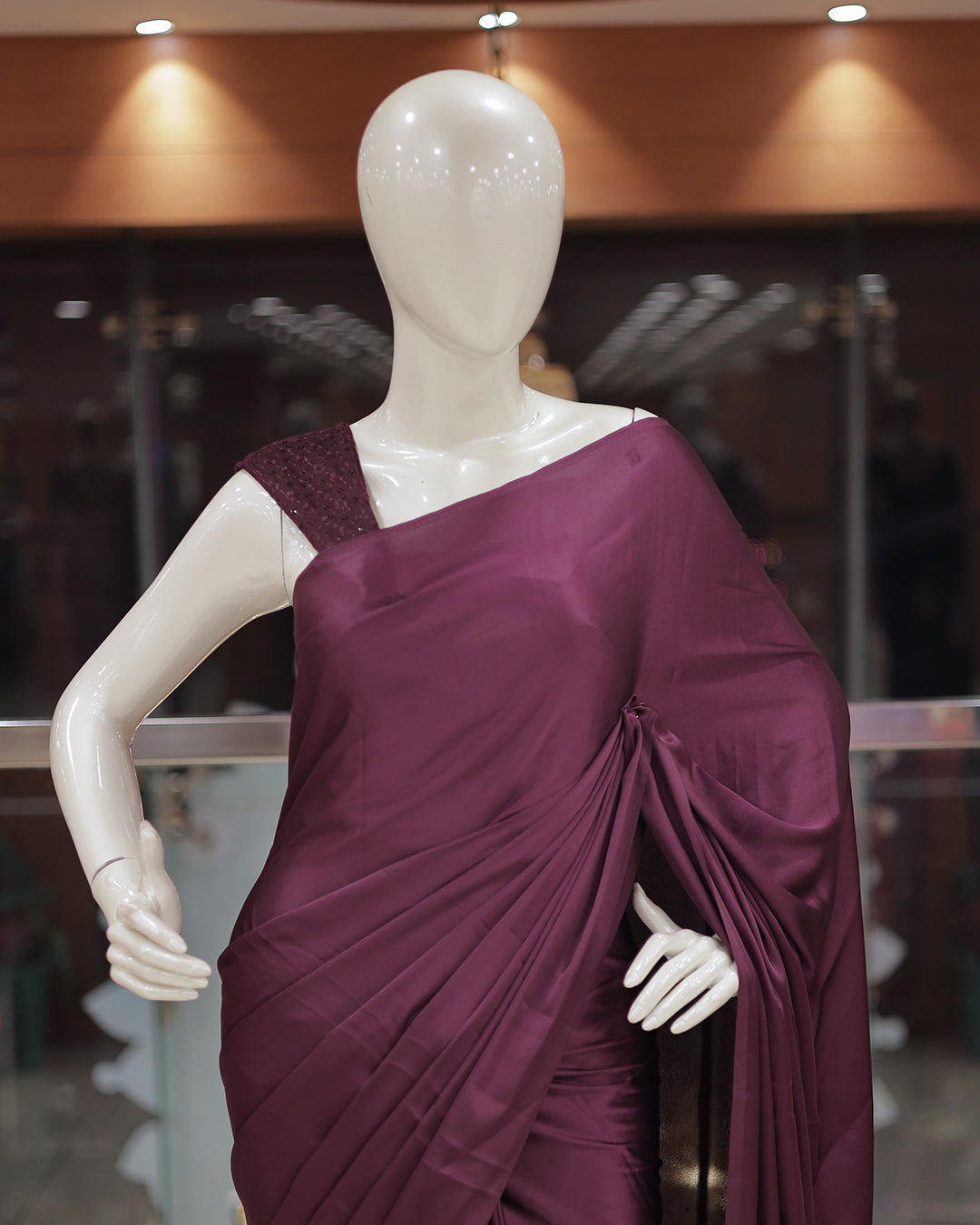 Diwali Special Plain Saree with Tone to tone Embroidery Blouse -D15