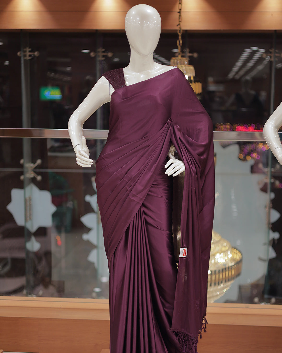 Diwali Special Plain Saree with Tone to tone Embroidery Blouse -D15