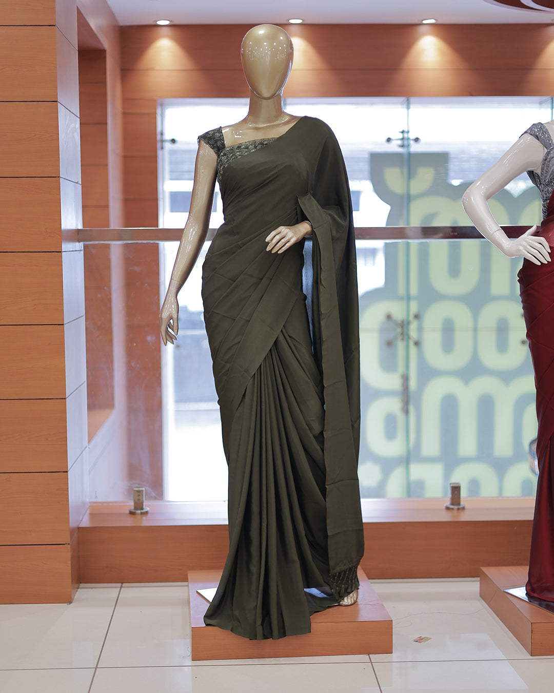 Diwali Special Blackberry Silk Plain Saree with Tone to tone Embroidery Blouse -D21
