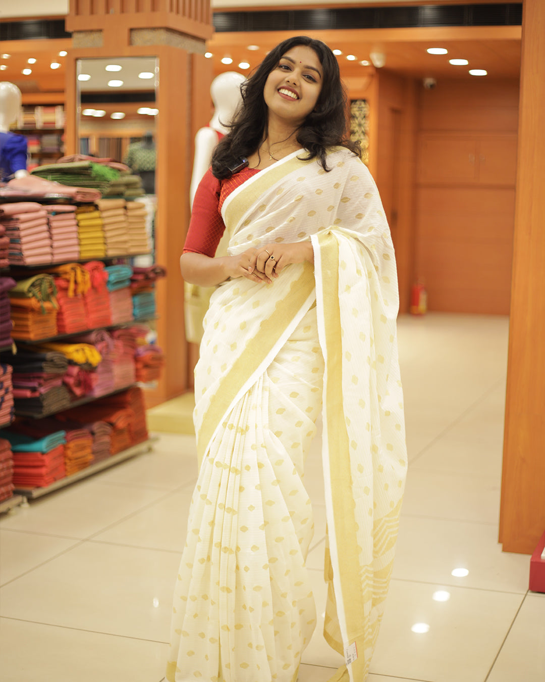 Kerala Tissue Net Set Saree - ESR114, 1298