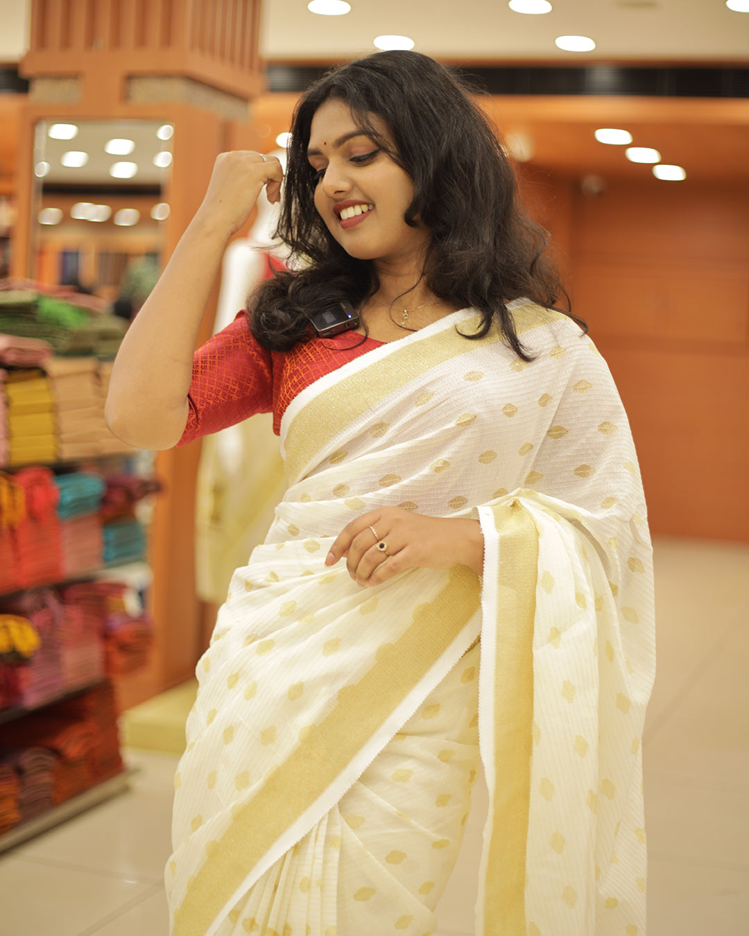 Kerala Tissue Net Set Saree - ESR114, 1298