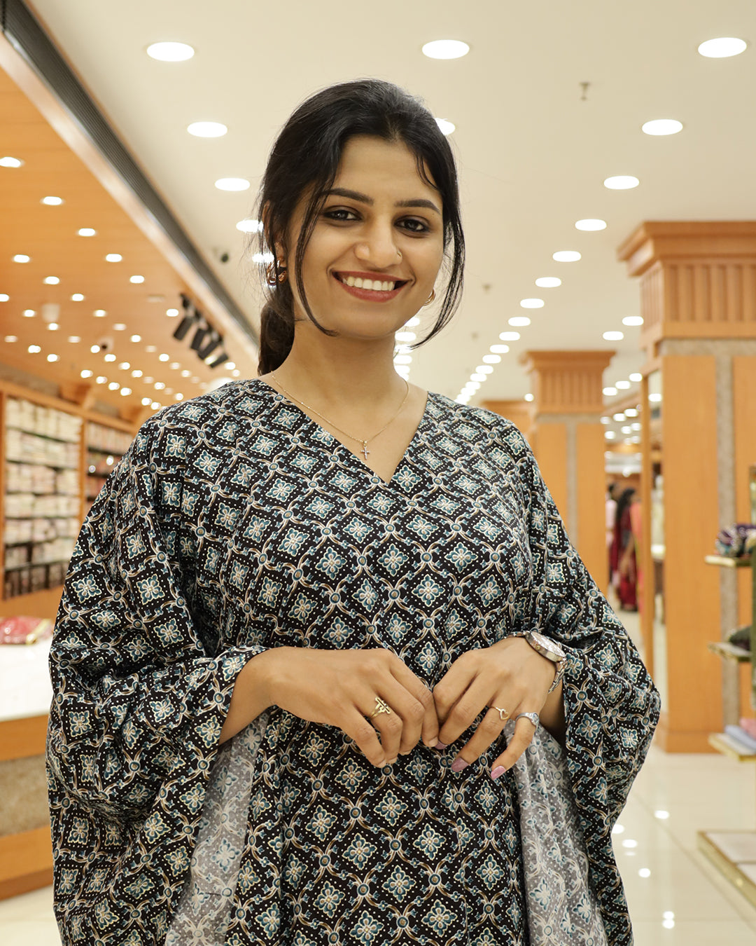 Women's Rayon Printed Caftan Kurti - G203