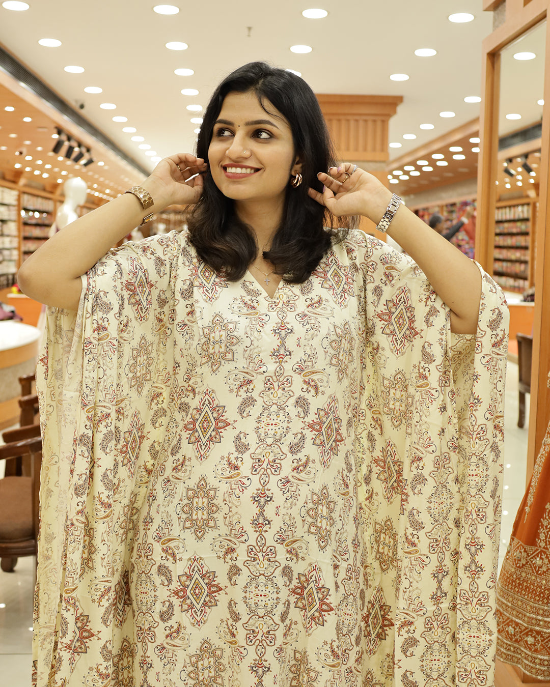 Women's Rayon Printed Caftan Kurti - G203