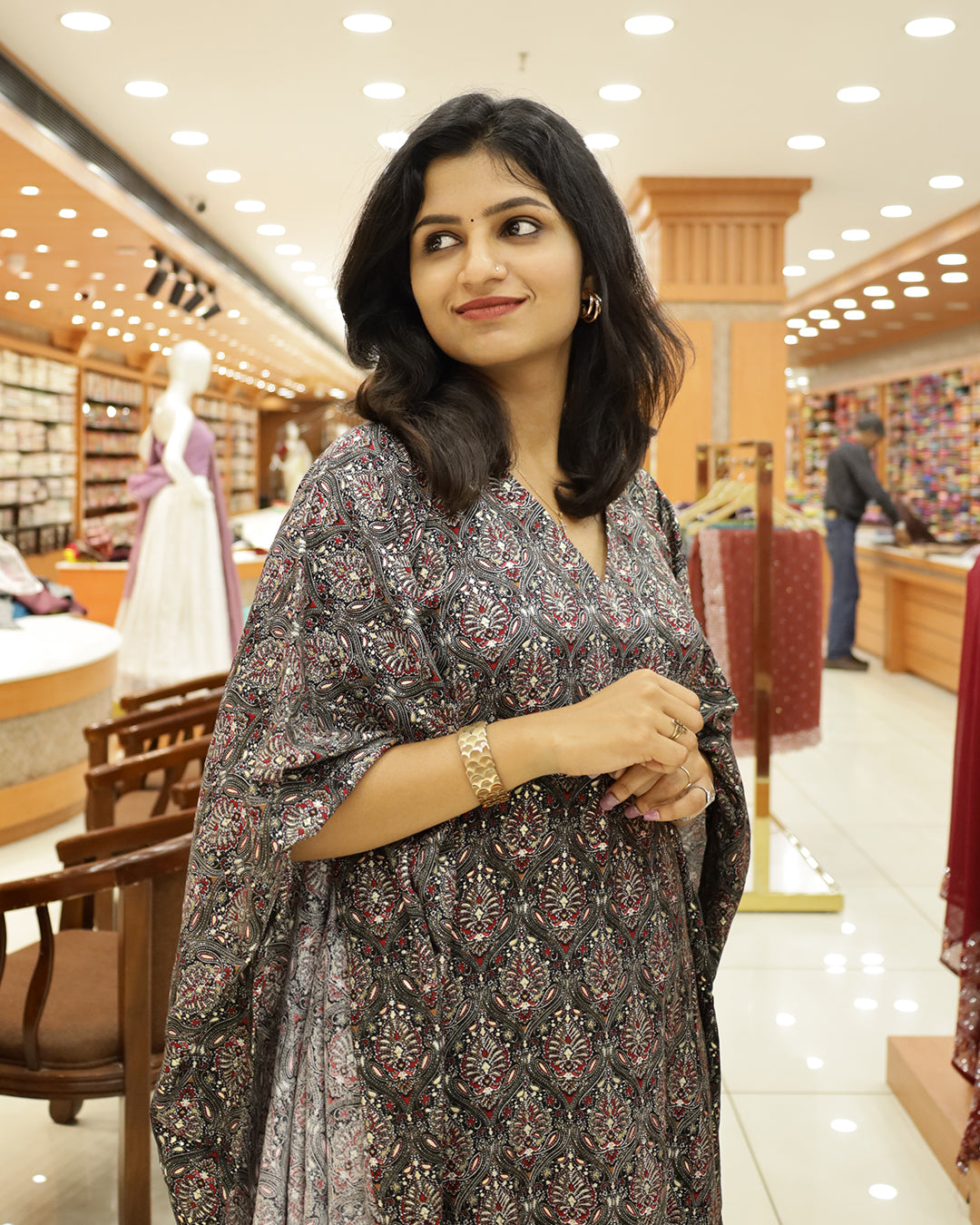 Women's Rayon Printed Caftan Kurti - G203