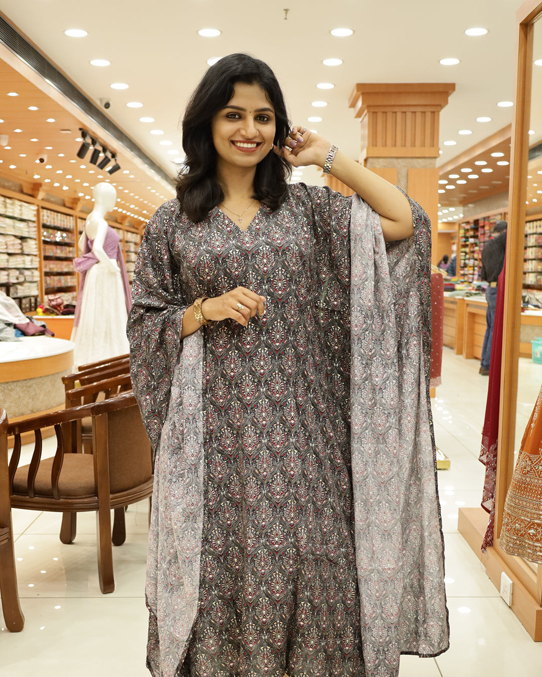 Women's Rayon Printed Caftan Kurti - G203