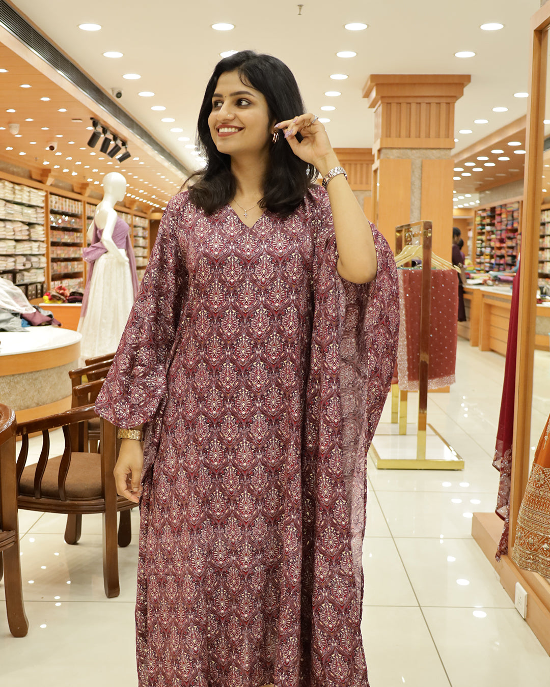 Women's Rayon Printed Caftan Kurti - G203