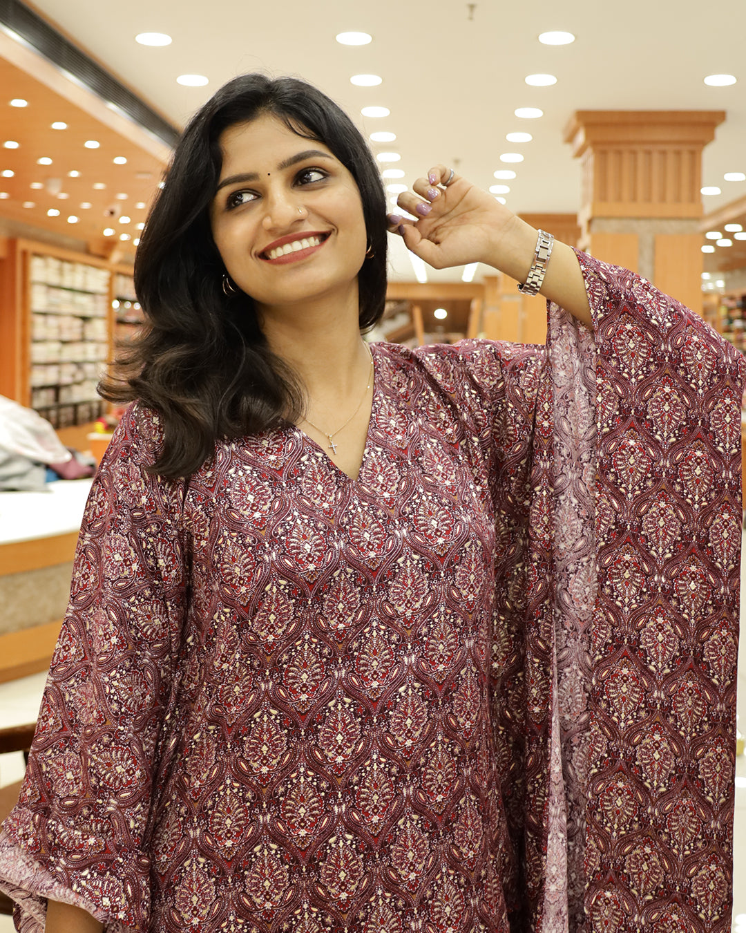 Women's Rayon Printed Caftan Kurti - G203