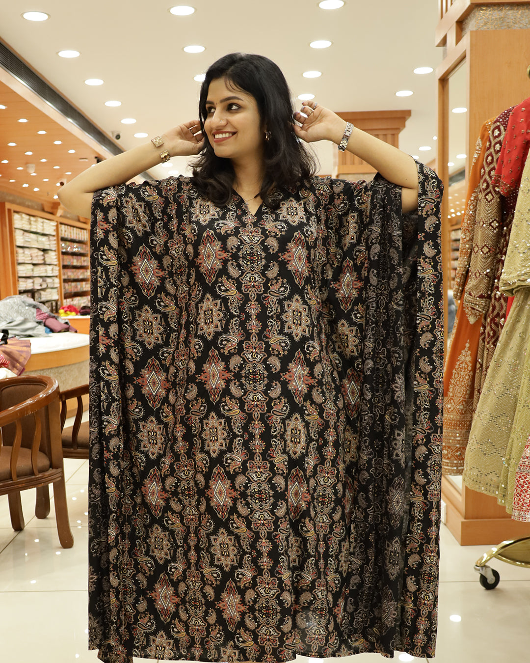 Women's Rayon Printed Caftan Kurti - G203