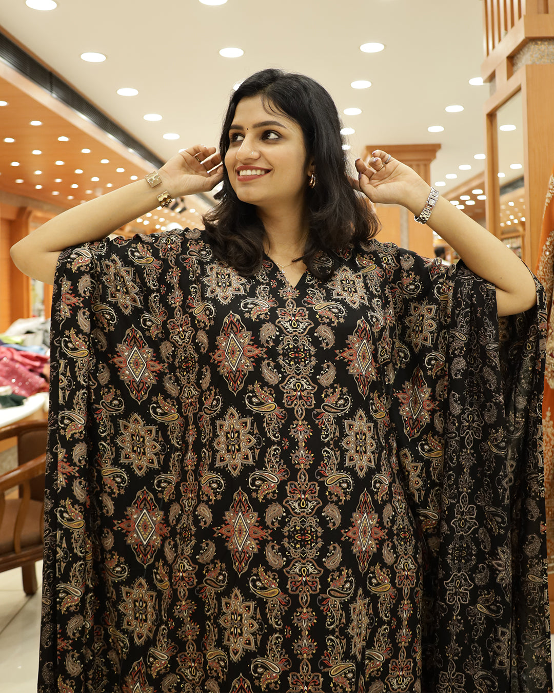 Women's Rayon Printed Caftan Kurti - G203