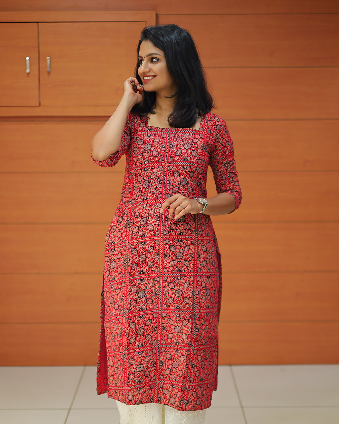 Women's Ajrakh Print Kurti - G222